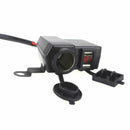 1X Waterproof Motorcycle 12VGPS Cigarette Lighter Socket Charger Dual USB Power