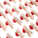 50pcs Mini Red Love Heart Wooden Clip Long Photos Peg Memo Clips Ornaments