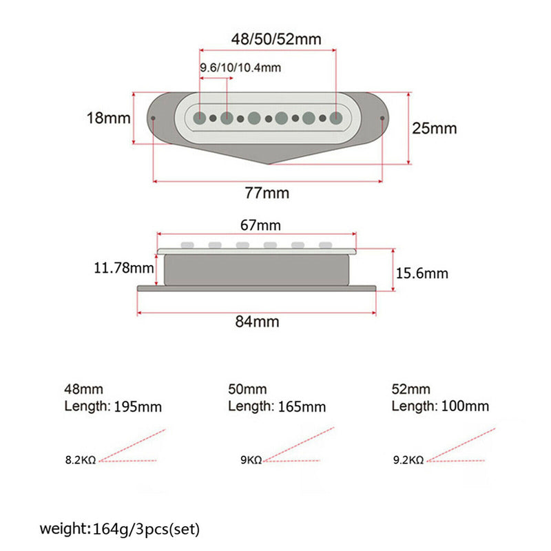 1 Set Pickups Alnico 5 48/50/52 Single Coil Pickup for ST SG Electric Guitar