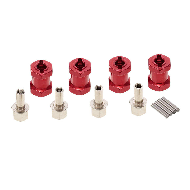 4pcs 12mm Wheel Hex Hub 15mm Extension Adapter Combiner for 1/10 RC Car Red