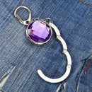 Round Rhinestone Purse Handbag Hanger Hook Folding Hanger Holder w/ Keychai