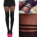 Black Women Girl Temptation Sheer Mock Suspender Tights Pantyhose StockingsT