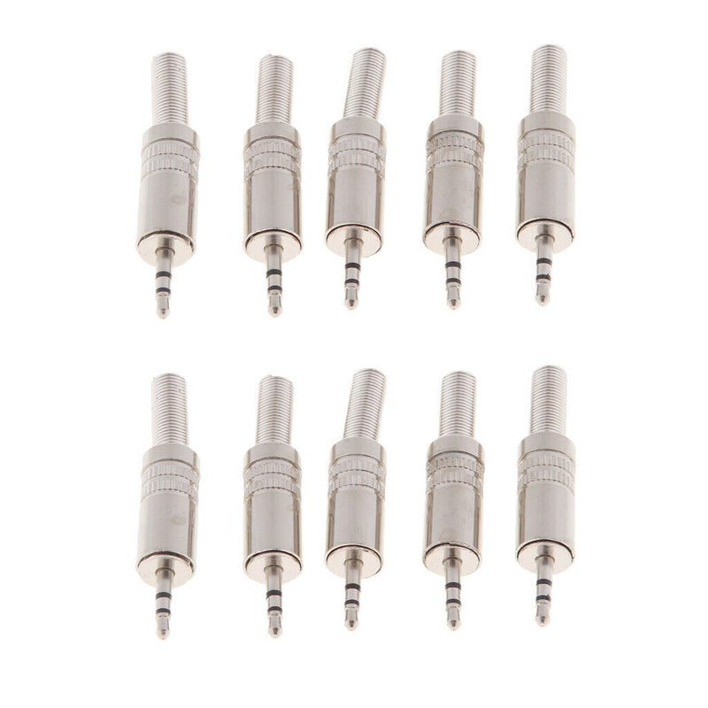 10x Replacement 2.5mm Stereo TRS Male Plug Audio Jack Connector