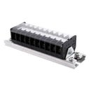 660V 15A DIN Rail Base Dual Row 10 Position Screw Terminal Barrier Strip