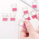 100Pcs Pink Clip Heart Hollow Out Metal Binder Clips Notes Letter Paper Cli