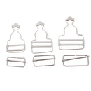 Set of 6 Sliver Dungaree Fasteners Clip Brace Buckles for Suspenders 38mm