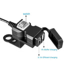 5V 3.1A Dual USB Charger Handlebar Socket Adapter Power Outlet For Motorcy OFL