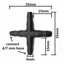 50 Pcs Hose Cross Straight Connector For 4/7 mm Hose 1/4 Inch Barb Barbed C C5P2