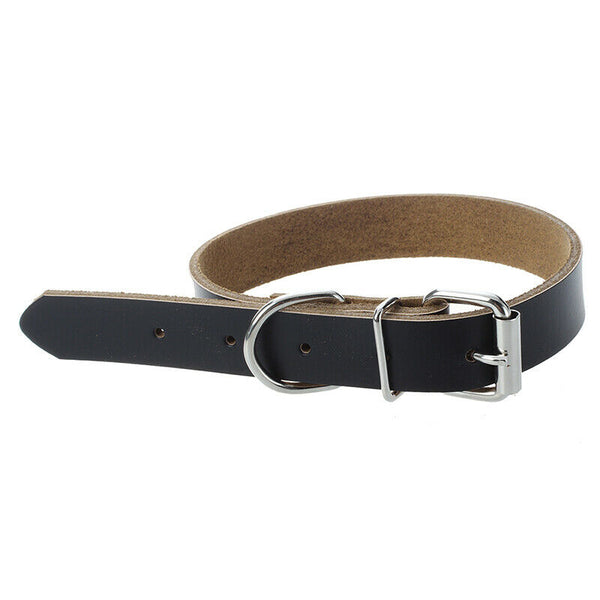 Adjustable Black Leather Collar for Dog - Size L
