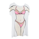 2x Floral Polka Dots Women Bikini Long T Shirt Cover Up Fancy Dress Top Tee
