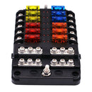 12-way Blade Fuse Block Fuse Box Holder with LED Indicator Damp-Proof Protection
