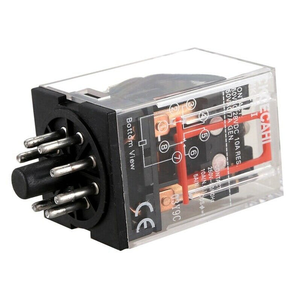 MK2P-I Clear Shell DPDT AC220V Coil Power Relay Socket Base I5A2