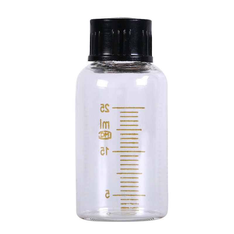1pcs 25ml Scale lab glass vials bottles clear containers with black screw cap SE