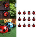 12Pcs Mini Metal Ladybug Fence Hanger Wall Hanging Outdoor Garden Decor - Red -