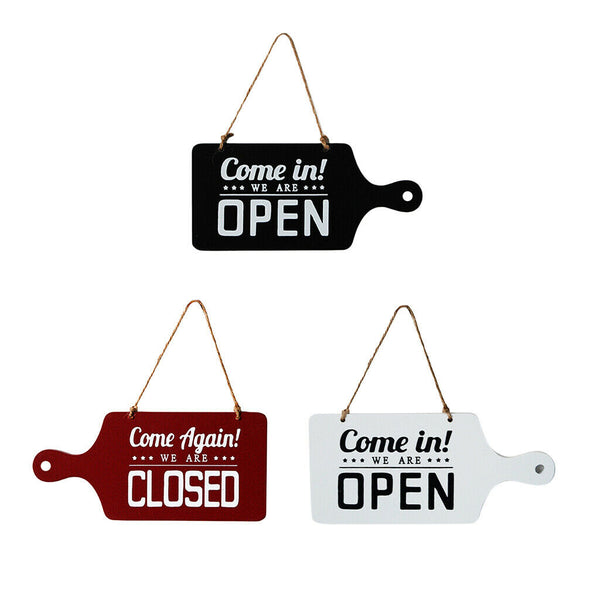 3pcs Open Closed Sign Welcome Wooden Hanging Plaque for Door Window Bar Cafe