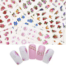 55Pcs Cherry Nail Water Decals Flower Butterfly Nail Art Transfer Stickers Decor