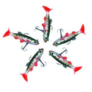 5Pcs Soft Bait Lead Head Fish Lures Bass Fishing Tackle Sharp Hook T Tail