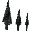 3pcs HSS Step Drill Bit Set Spiral Cutter Tools Change Speed Black 4-32mm