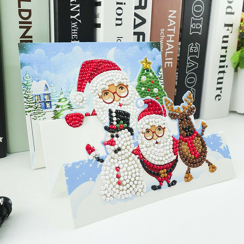 Santa Claus 5D DIY Special Shape Part Drill Diamond Greeting Card (HK204)