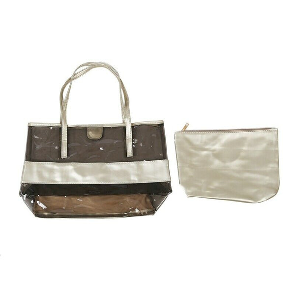 Waterproof Half Transparent Hand Bag, PVC Beach Bag and Polyester with Smal D1T1