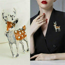 Cute Women Animal Pins Buckle Clip Enamel  Elk Sika Deer Brooch Pin Xmas Jewelry