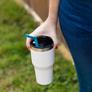 Collapsible Silicone Straw Reusable Folding Drinking Straw Blue Straight_B