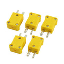 5 Pcs Yellow Plastic Case Flat Male 2-Pin K Type Thermocouple Wire Connecto