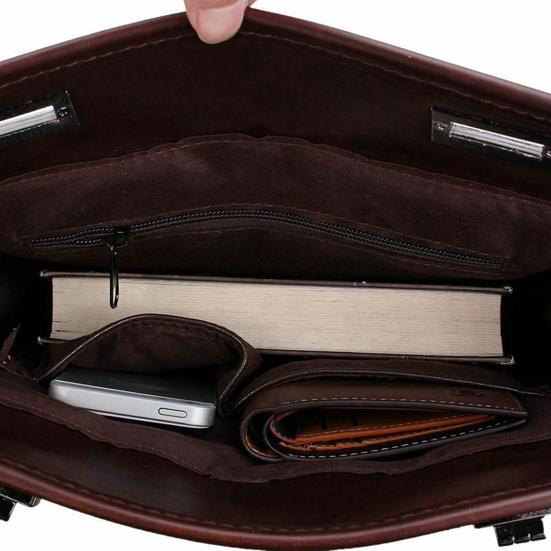 Men Leather Messenger Briefcase Laptop Shoulder Crossbody Bag Business Hand X5W4
