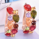 Colorful Cubic Zircon Teardrop Rose Stud Earrings Female Wedding Jewelry  OZ