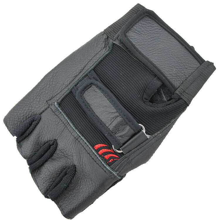 Pair of Black Stylish Leather Fingerless Gloves For Men S8G7