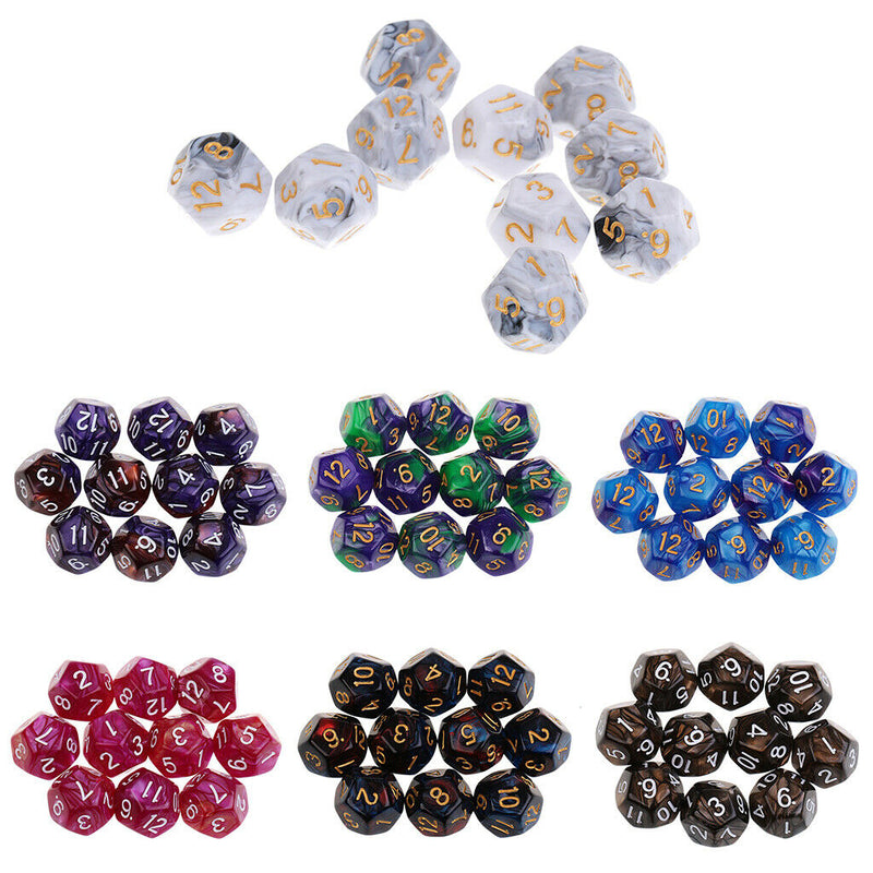 10pcs 12 Sided Dice D12 Polyhedral Dice for    DND MTG RPG High quality White