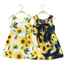 Kids Dresses For Girls Summer Sunflower Dress Sleeveless Flower Print Bow D V9K3