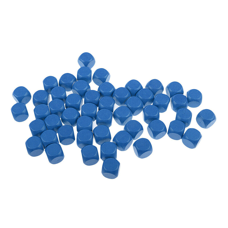 50 Pieces Round Wood Dice Set Blue Color Blank Dice Self DIY Pattern