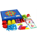 155pcs Wood Jigsaw Puzzle Board Set Tangram Kids Colorful Educational Toys