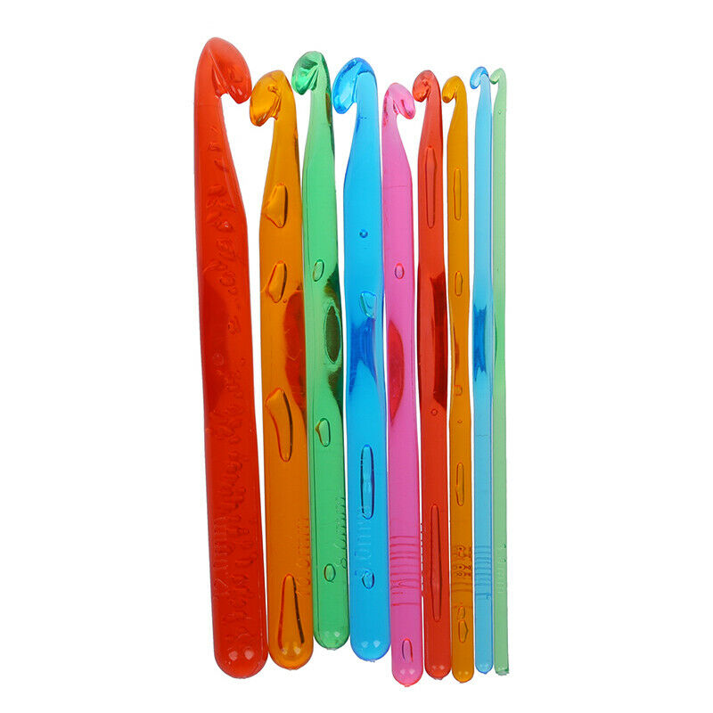 1 Set of 9 Acrylic Hooks Sizes 3 - 12 mm