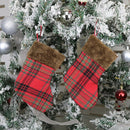 Christmas Stockings Plush Plaid Gift Bag Socks Fireplace Xmas Tree Ornament