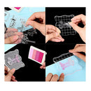 Clear Acrylic Block Stamp Blocks with Grid Stamping Craft Tool DIY 75x75mm