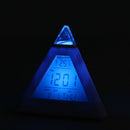 New 7 LED Color Pyramid Digital LCD Alarm Clock Thermometer