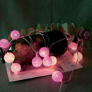 20LED Cotton Ball Fairy String Lights Wedding Holiday Decor EU (Pink) A