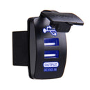 Car Auto Truck Boat Blue LED 12V&24V Dual USB Charger Backlit UTV Rocker KIO