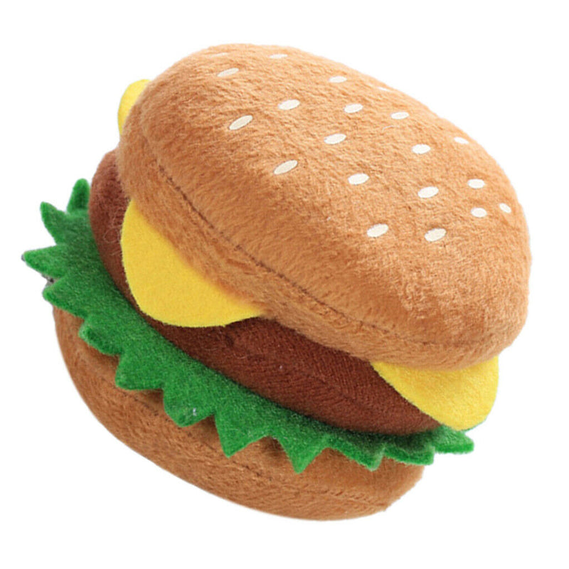 Squeaky Stuffed Plush Dog Toys - Hamburger Shaped - Pack of 2