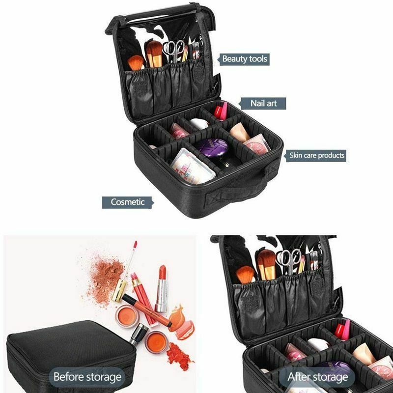 Portable Mini Travel Make Up Cosmetic Bag Case Large Capacity Double Layer  R6T1
