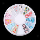 12 Styles Wheels Acrylic Mixed Slices Nail Art Tips DIY Decoration Flatbacks