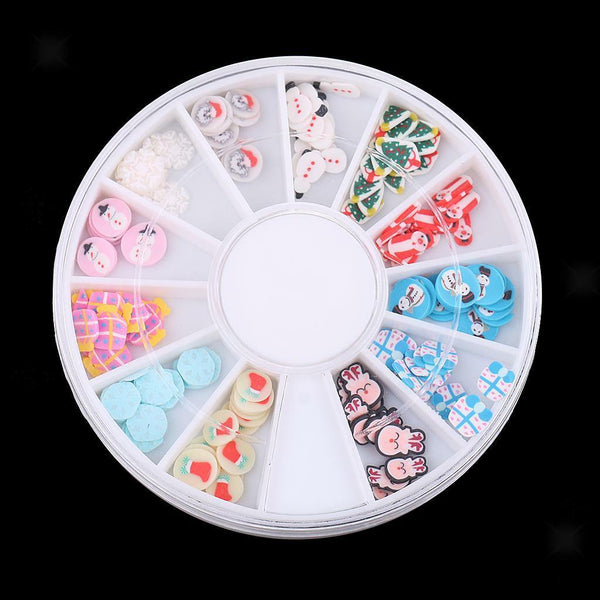 12 Styles Wheels Acrylic Mixed Slices Nail Art Tips DIY Decoration Flatbacks