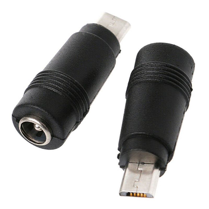 2Pcs DC 5.5*2.1mm female jack plug to micro USB 5pin male power converter