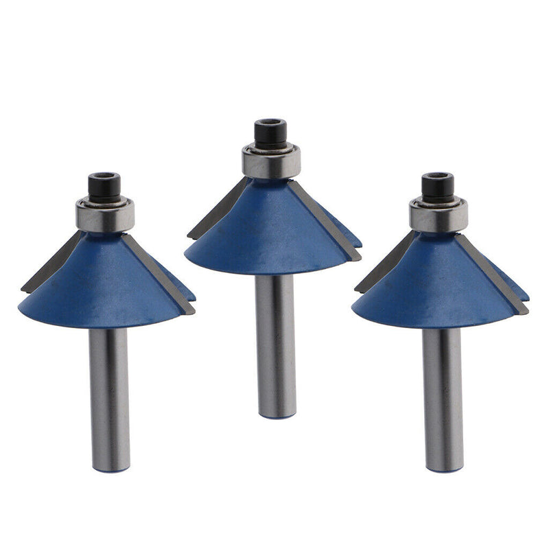 3pcs 45 Degrees Chamfer Edge Forming Router Bit Woodworking Tool for Wooden