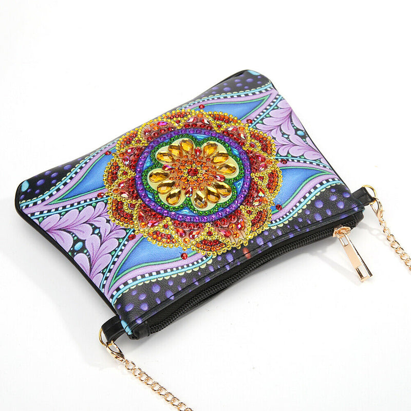 DIY Flower Special Shape Diamond Painting Leather Chain Shoulder Bag Clutch