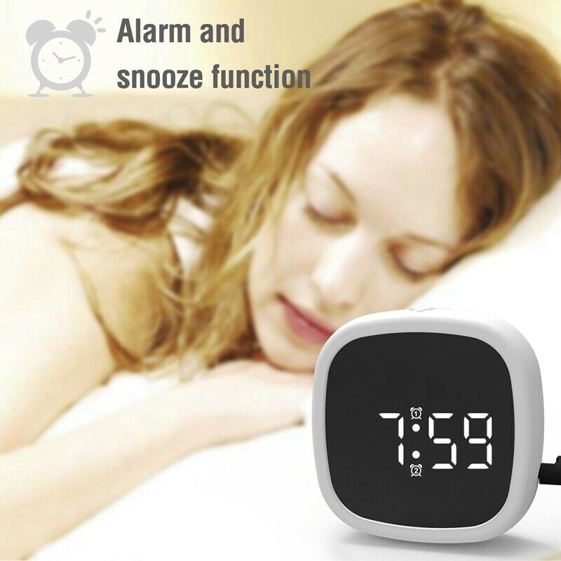 LED Digital Travel Snooze Alarm Clock Large Screen Silicone Voice Controlle E7G5