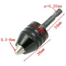 0.3-8mm 1/4 inch Keyless Drill Chuck Screwdriver Impact Driver Adaptor Hex