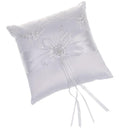 Beautiful Rose Flower Satin Ribbon Ring Pillow Cushion for Wedding 20 x 20cm